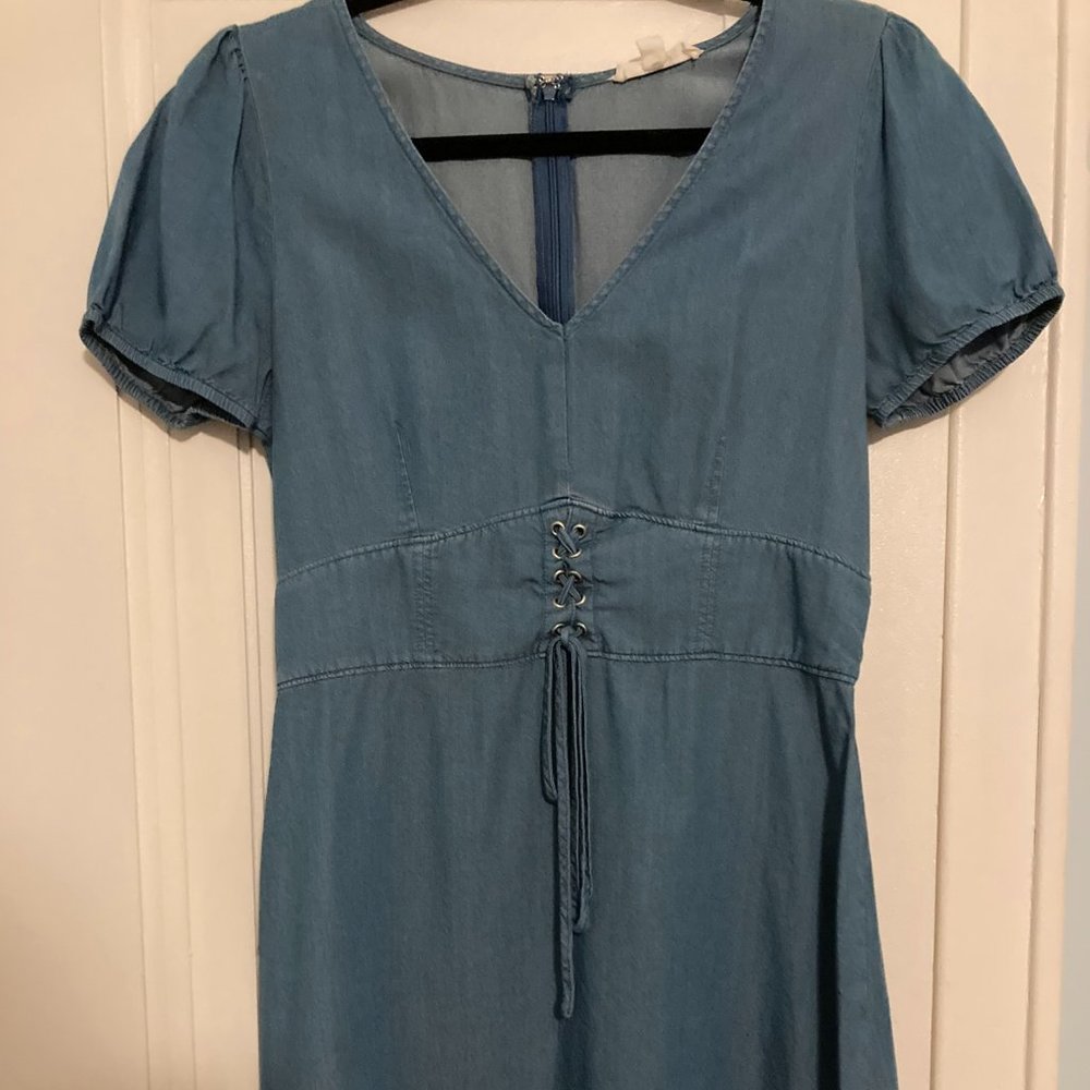 Francesca's Blue Corset Waist Mini Dress in Size Small